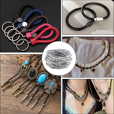 5M Braided Round PU Leather Jewelry Cord OCOR-GF0004-96A-04-1
