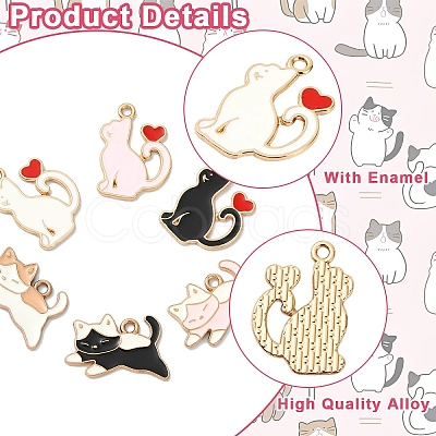 30Pcs 6 Styles Alloy Enamel Pendants ENAM-YW0008-96-1