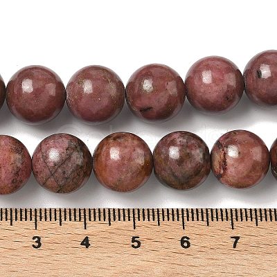 Natural Rhodonite Round Bead Strands G-J302-10-12mm-01-1