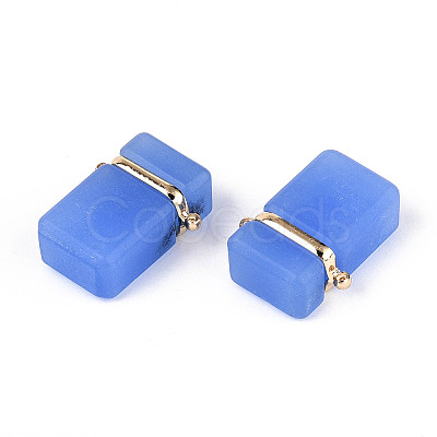Glass Rectangle Links Connector Charms GLAA-T023-42C-1