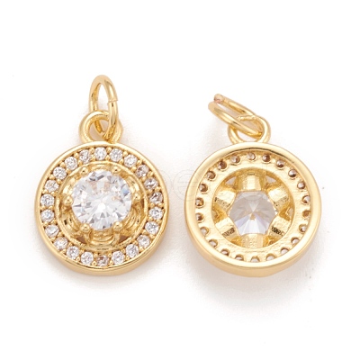Brass Micro Pave Clear Cubic Zirconia Charms KK-Z023-11G-1