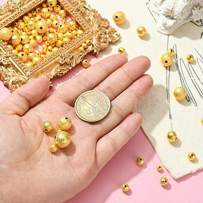 468Pcs 5 Style Brass Round Textured Spacer Beads KK-CJ0002-13-1