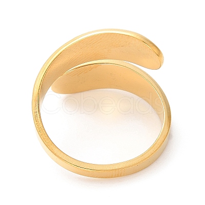Ion Plating(IP) 304 Stainless Steel Teardrop Open Cuff Ring for Women RJEW-K245-37G-1