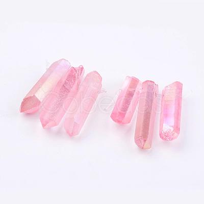 Electroplated Natural Quartz Crystal Graduated Beads Strands G-P315-A08-1