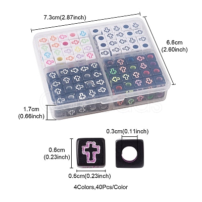 160Pcs 4 Styles Craft Style Acrylic Beads MACR-YW0002-73-1