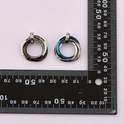 201 Stainless Steel Interlocking Ring Pendants STAS-SZ0002-61C-1