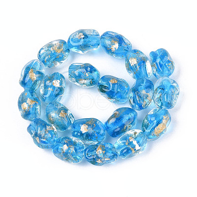 Handmade Gold & Silver Foil Glass Beads FOIL-N030-02D-1