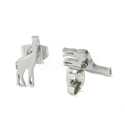 Non-Tarnish Cute Little Animal Theme 304 Stainless Steel Stud Earrings LS-EJEW-B041-04H-P-1