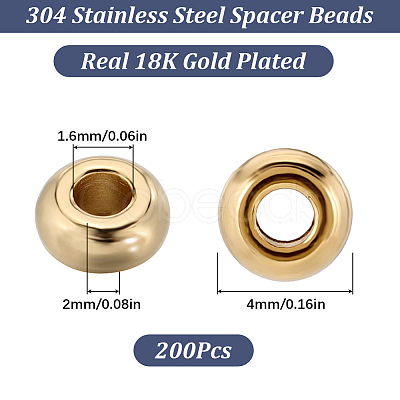 200Pcs 304 Stainless Steel Spacer Beads STAS-SC0007-54-1