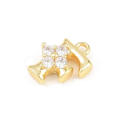 Brass Micro Pave Clear Cubic Zirconia Charms KK-Z151-18G-F-1