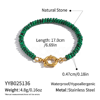 Synthetic Malachite Rondelle Beaded Bracelets OA9565-4-1
