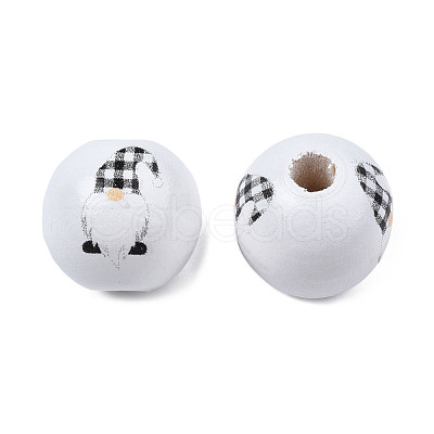 Painted Natural Wood Round Beads WOOD-N006-180B-1