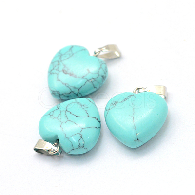 Heart Natural & Synthetic Mixed Stone Pendants G-Q371-M-1