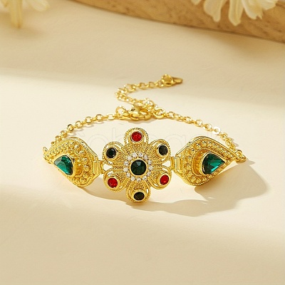 Vintage & Bohemian Brass Pave Cubic Zirconia Link Bracelets for Women CK4218-1