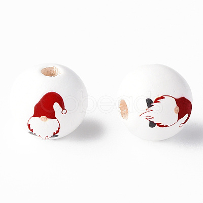 Painted Natural Wood Round Beads WOOD-N006-184-1