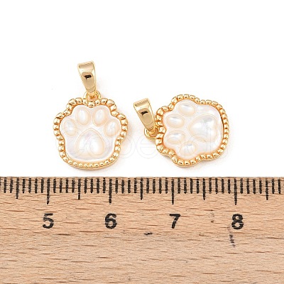 Natural White Shell Paw Print Charms KK-H524-17G-1
