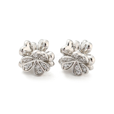 Brass Pave Clear Cubic Zirconia Beads KK-P243-07P-1