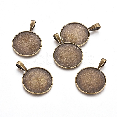 Tibetan Style Pendant Cabochon Settings TIBEP-20474-AB-FF-1