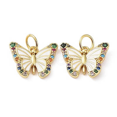 Rack Plating Brass with Cubic Zirconia Enamel Charms X-KK-B076-06G-1