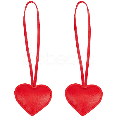 PU Leather Heart Pendant Decorations HJEW-CL0001-12A-1
