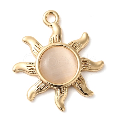 Brass with Glass Pendants KK-G503-40G-02-1
