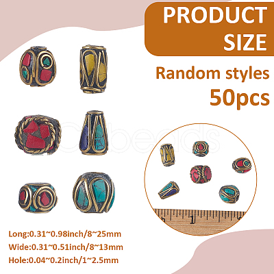 50Pcs Handmade Tibetan Style Beads TIBEB-SP0001-21-1