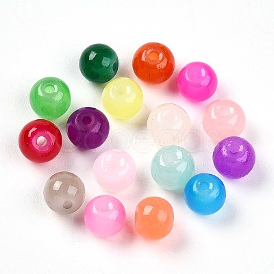 Baking Paint Imitation Jade Glass Beads DGLA-Q021-6mm-M-1