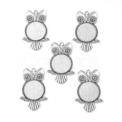 Tibetan Style Alloy Pendant Rhinestone Cabochon Settings X-TIBEP-4494-AS-FF-1