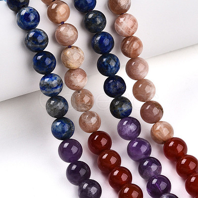 Natural Seven Chakra Stone Beads Strands G-T140-8mm-13B-1