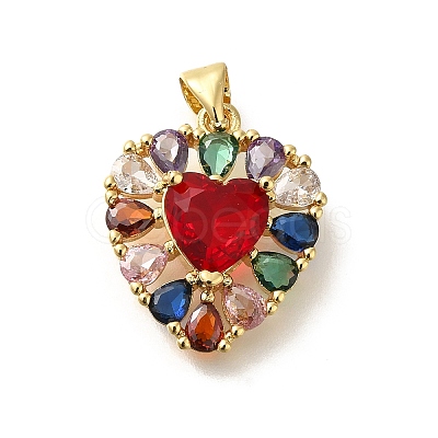 Rack Plating Brass with Cubic Zirconia Pendants KK-Z086-15G-07-1