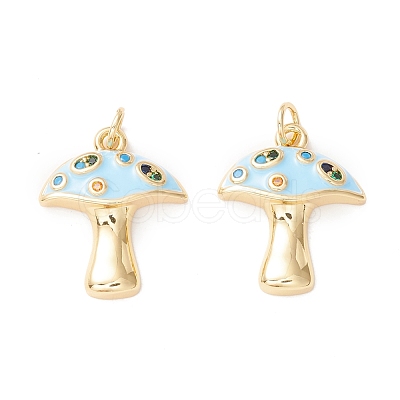 Autumn Theme Rack Plating Brass Micro Pave Colorful Cubic Zirconia Pendants KK-D073-06G-01-1