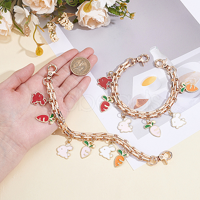 2Pcs Alloy Enamel Carrot Rabbit Tassel Iron Chain Bag Decorative Chains AJEW-BBC0001-07-1