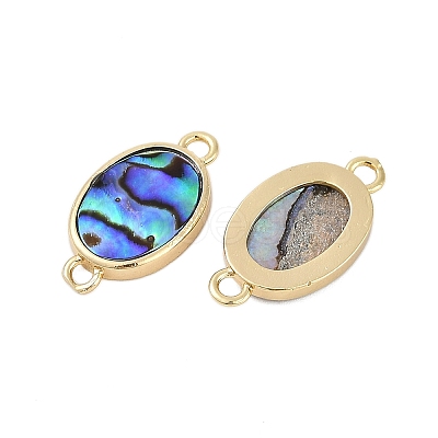 Brass Pave Natural Paua Shell Connector Charms KK-M299-01E-G-1