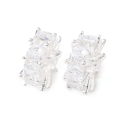 Brass Micro Pave Cubic Zirconia European Beads KK-C157-09C-S-1