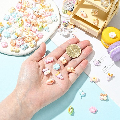 70Pcs 7 Styles Opaque Resin Cabochons RESI-YW0006-13-1