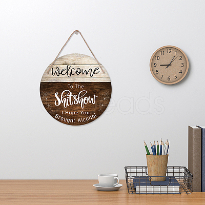 Wooden Hanging Plate HJEW-WH0027-002-1