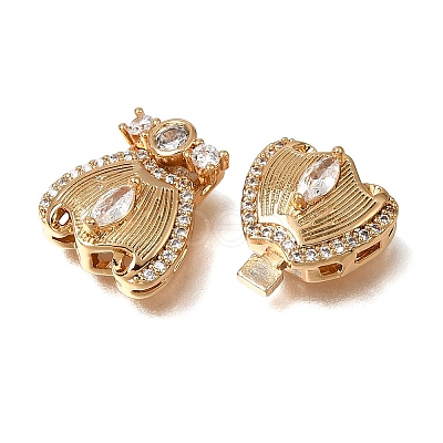 Brass Micro Pave Clear Cubic Zirconia Box Clasps KK-CBA4292-05G-1