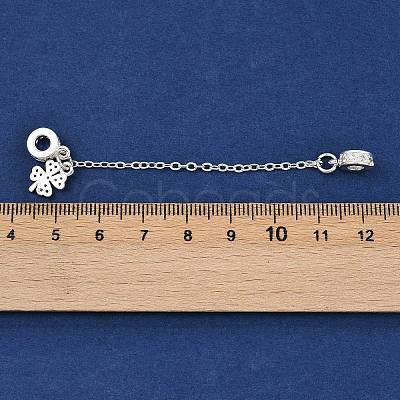 Brass Pave Clear Cubic Zirconia European Safety Chains with Charms KK-L236-16A-S-1