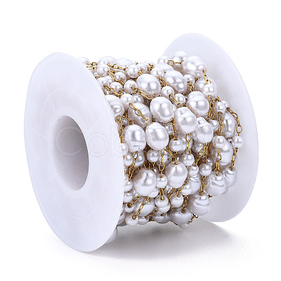 ABS Plastic Pearl Beaded Chains CHS-N003-15-1