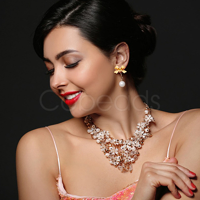 Bowknot Shapes Brass Stud Earring Findings KK-AN0001-09-1