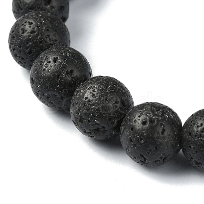 4Pcs 4 Color Natural Dyed Crackle Agate & Lava Rock Round Beaded Stretch Bracelets Set BJEW-TA00444-1
