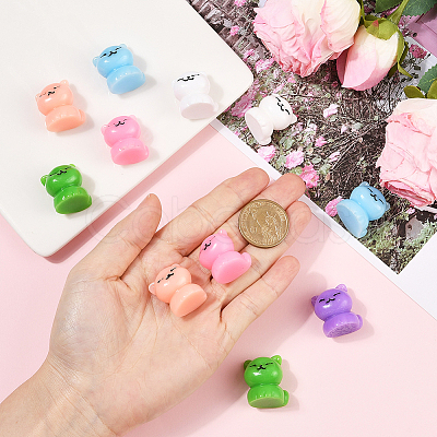 24Pcs 6 Colors Plastic Cat Shape Display Decorations DJEW-SP0001-14-1