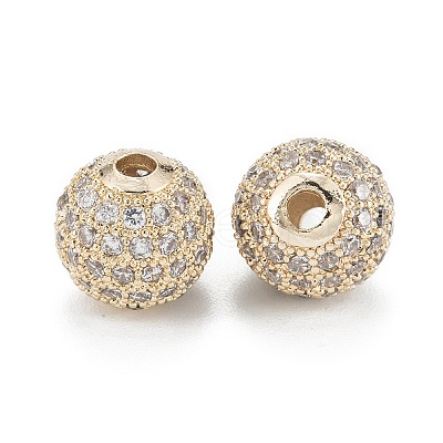 Brass Micro Pave Clear Cubic Zirconia Beads ZIRC-D274-02G-03-1