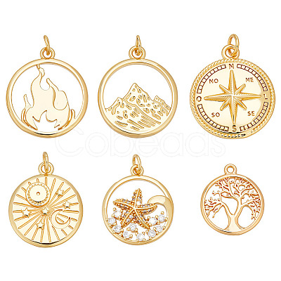 12Pcs 6 Styles Brass Pendants KK-AR0004-68-1