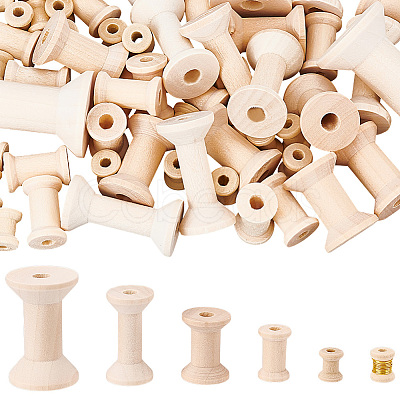 74Pcs Wooden Empty Spools for Wire TOOL-BC0002-12-1