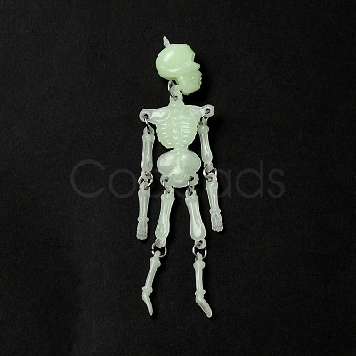 Halloween Luminous PVC Skeleton Pendants HJEW-B007-01-1