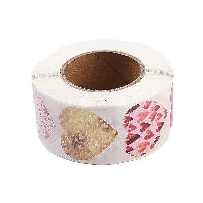 500 Paste Paper Self-Adhesive Heart Stickers AJEW-S085-02C-1
