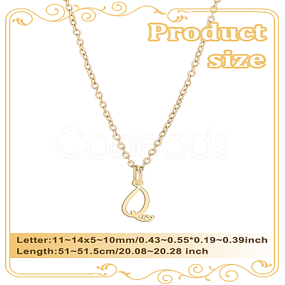 1pc 304 Stainless Steel Letter Pendant Necklaces NJEW-LP0001-39Q-G-1
