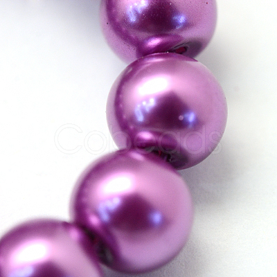 Baking Paint Pearlized Glass Pearl Round Bead Strands HY-Q330-8mm-16-1