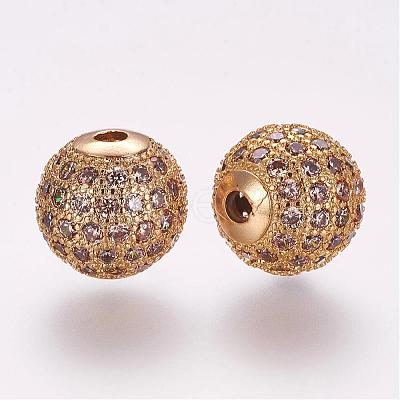 Brass Micro Pave Cubic Zirconia Beads ZIRC-G092-23G-08-1